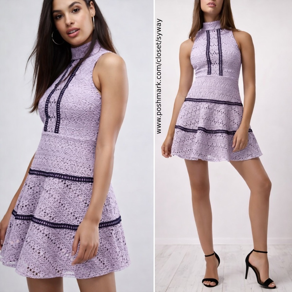 River Island Lace Crochet Fit and Flare Halter Dress